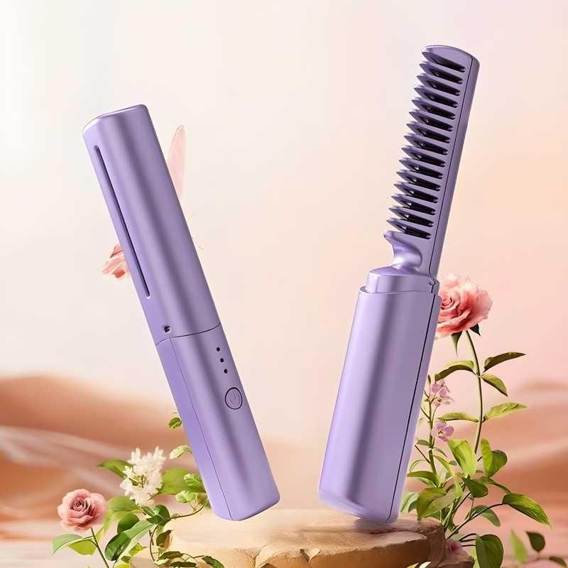 Vmun Portable Mini Hair Straightener Cordless Rechargeable  Adjustable Hair Straightener Hot Comb