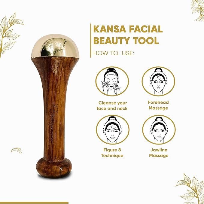 Veas Kansa Face Massager Wood Handle