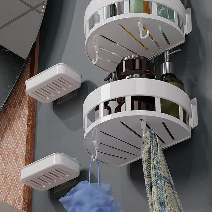 Veas Bathroom Shelves with Hooks (Pack of 2)